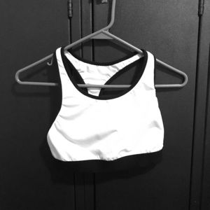 Old navy :White sport bra with black border.